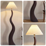 LIVARA Floor Lamp - Soft Lighting, Adjustable Shade, Pleated Design with Fabric & Resin Build - Walnut