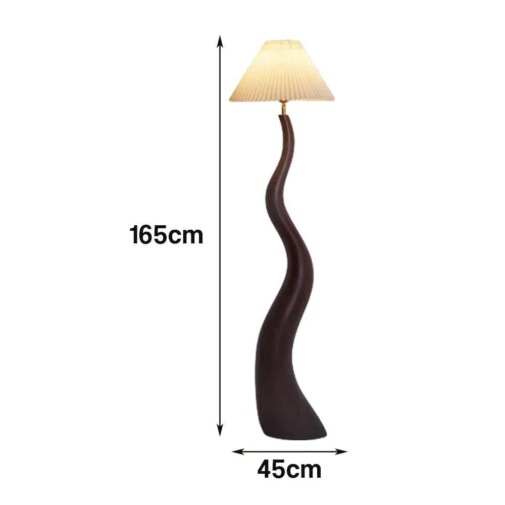 LIVARA Floor Lamp - Soft Lighting, Adjustable Shade, Pleated Design with Fabric & Resin Build - Walnut