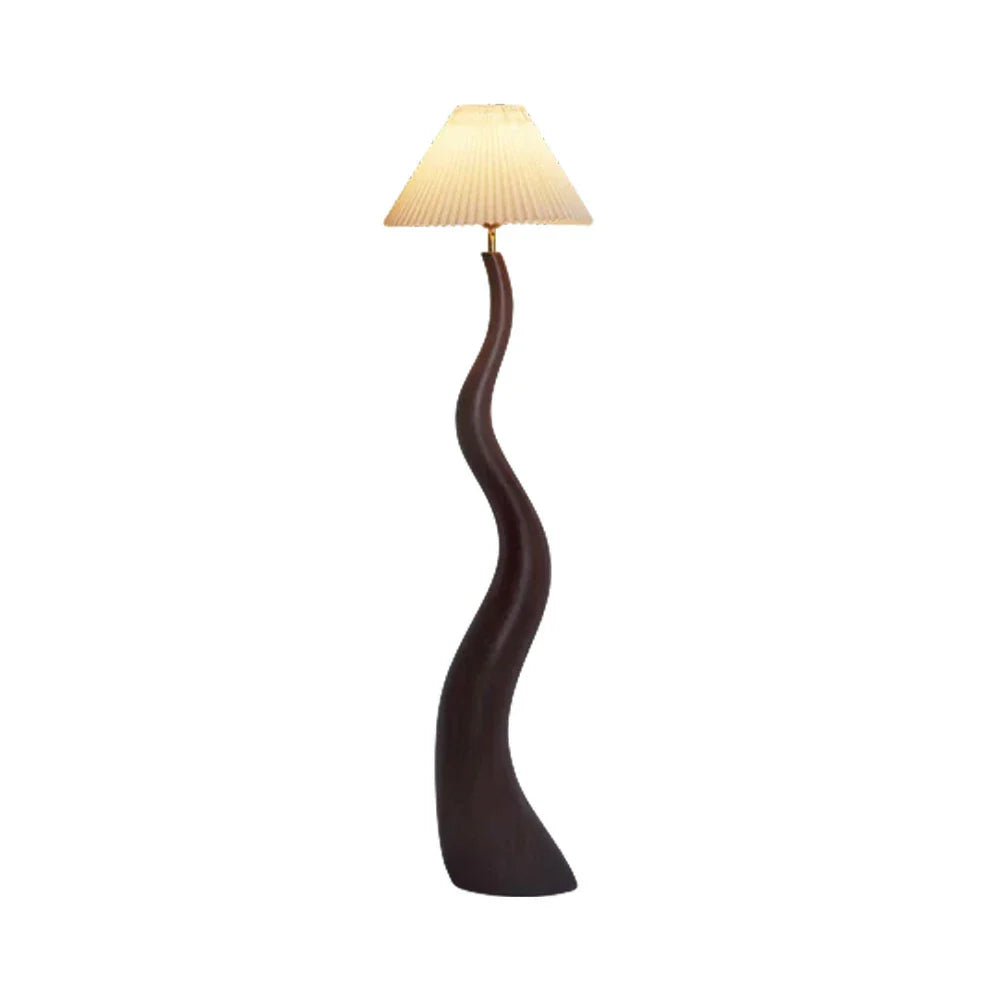 LIVARA Floor Lamp - Soft Lighting, Adjustable Shade, Pleated Design with Fabric & Resin Build - Walnut