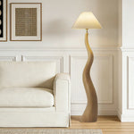 LIVARA Floor Lamp - Soft Lighting, Adjustable Shade, Pleated Design with Fabric & Resin Build - Wood