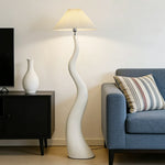 LIVARA Floor Lamp - Soft Lighting, Adjustable Shade, Pleated Design with Fabric & Resin Build - White