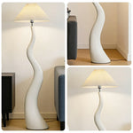 LIVARA Floor Lamp - Soft Lighting, Adjustable Shade, Pleated Design with Fabric & Resin Build - White