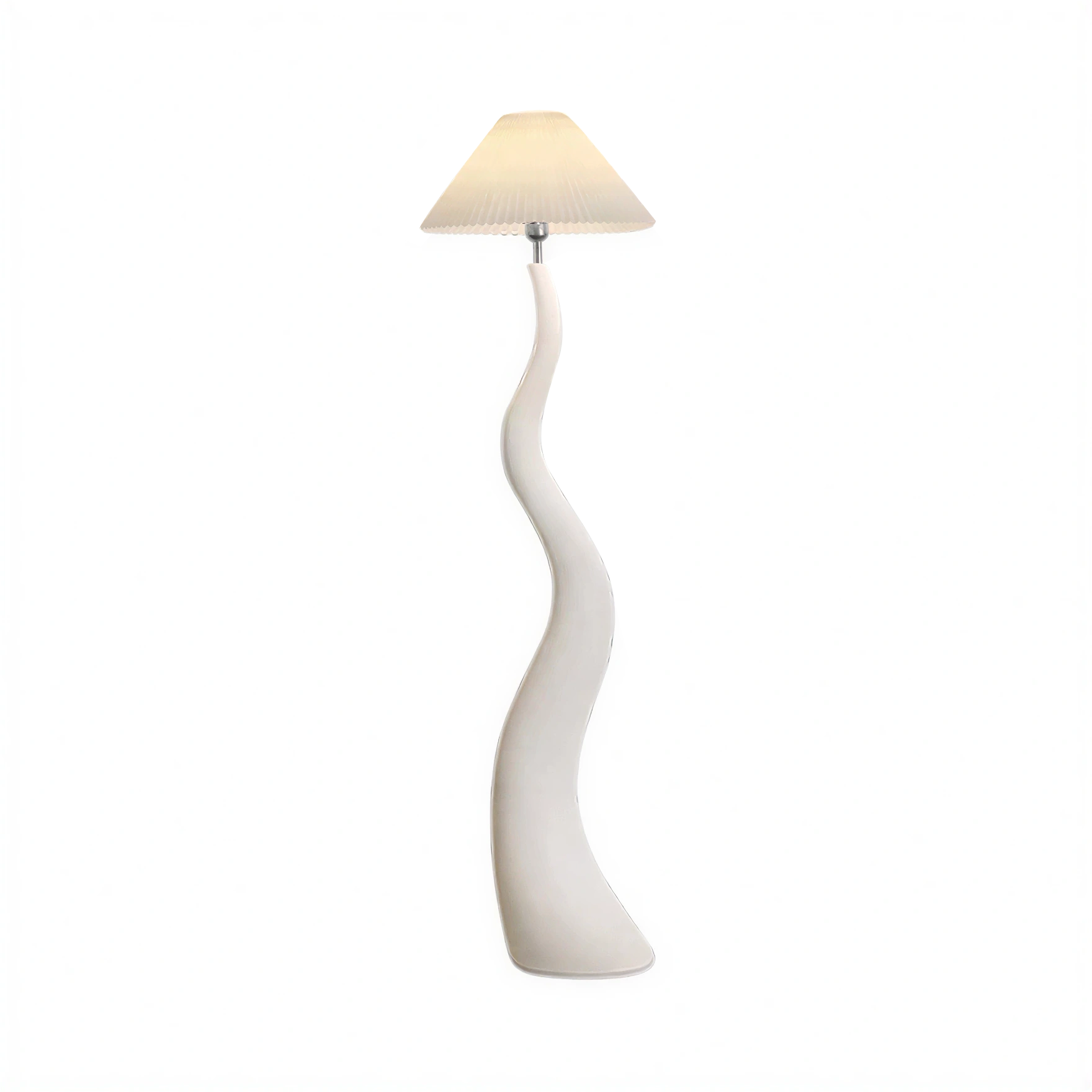 LIVARA Floor Lamp - Soft Lighting, Adjustable Shade, Pleated Design with Fabric & Resin Build - White