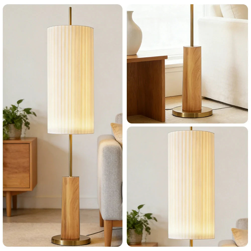 LIVARA Floor Lamp - Full-Spectrum Eye-Care Lighting, Iron Base with Wood Grain Finish, Foot Switch Design - Wood