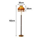 LIVARA Floor Lamp - Soft Eye-Friendly Lighting, Fabric Shade, Brass Body with Walnut Grain Base