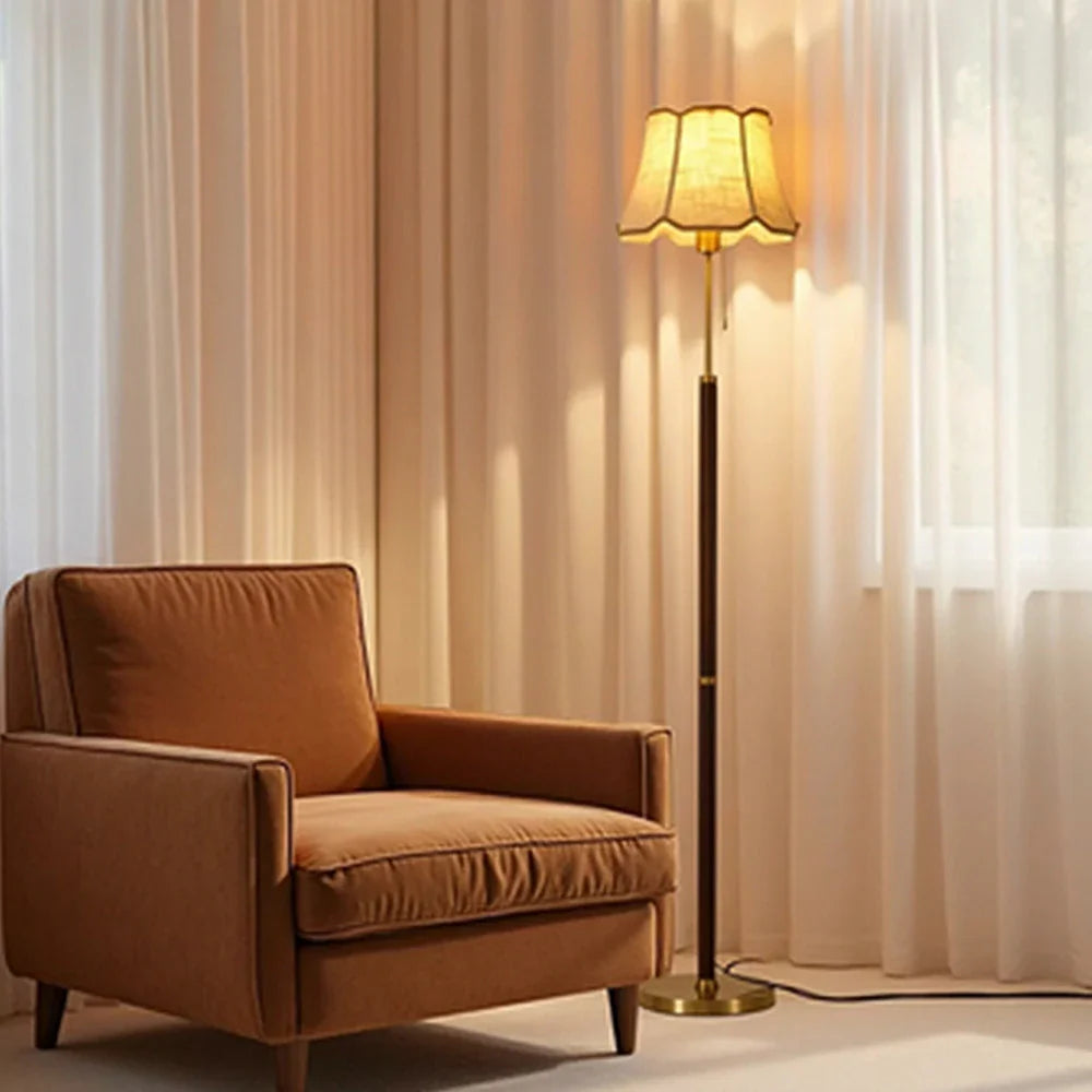 LIVARA Premium Floor Lamp - Soft Lighting, Luxury Style, Fabric Shade, Precision Brass Body with Weighted Stable Base