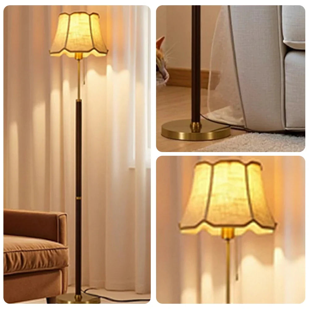 LIVARA Premium Floor Lamp - Soft Lighting, Luxury Style, Fabric Shade, Precision Brass Body with Weighted Stable Base
