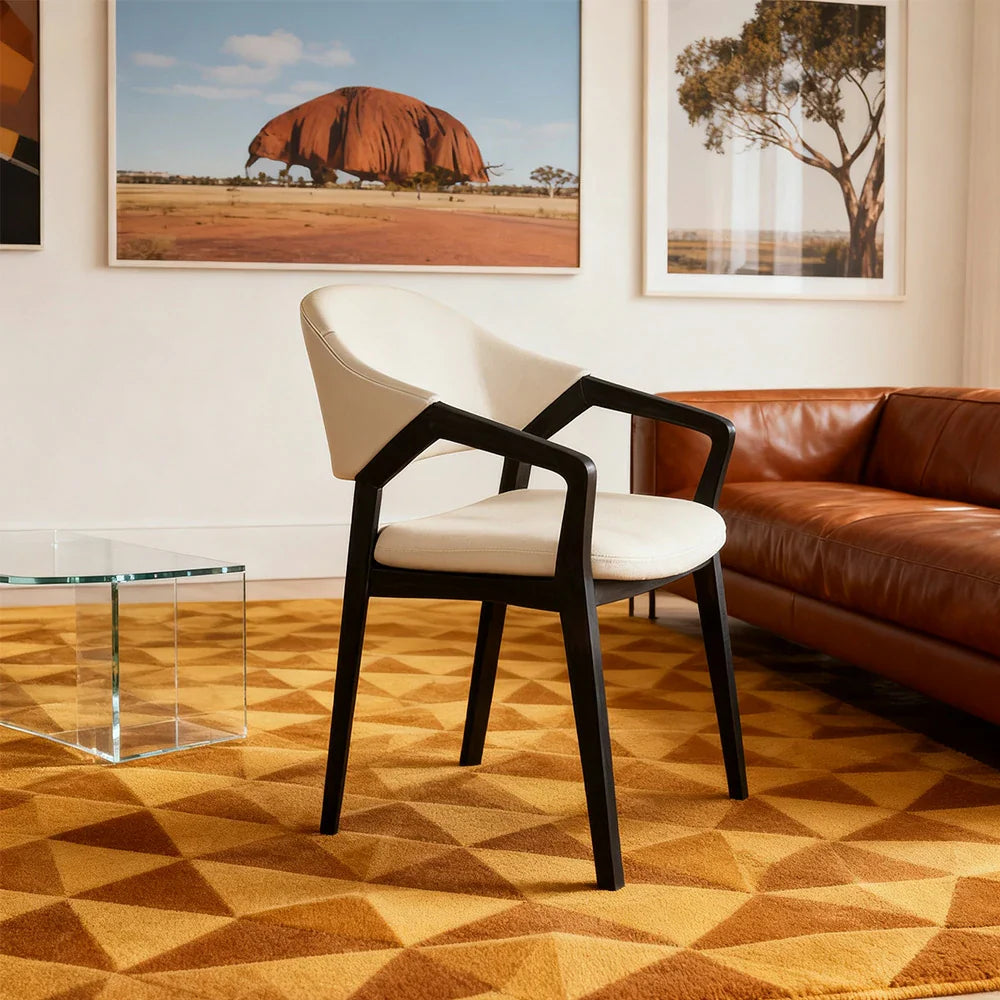 LIVARA Chair - Napa-Grade Tech Leather, High-Resilience Foam Support, Solid Wood Frame, Comfortable Seating - Khaki