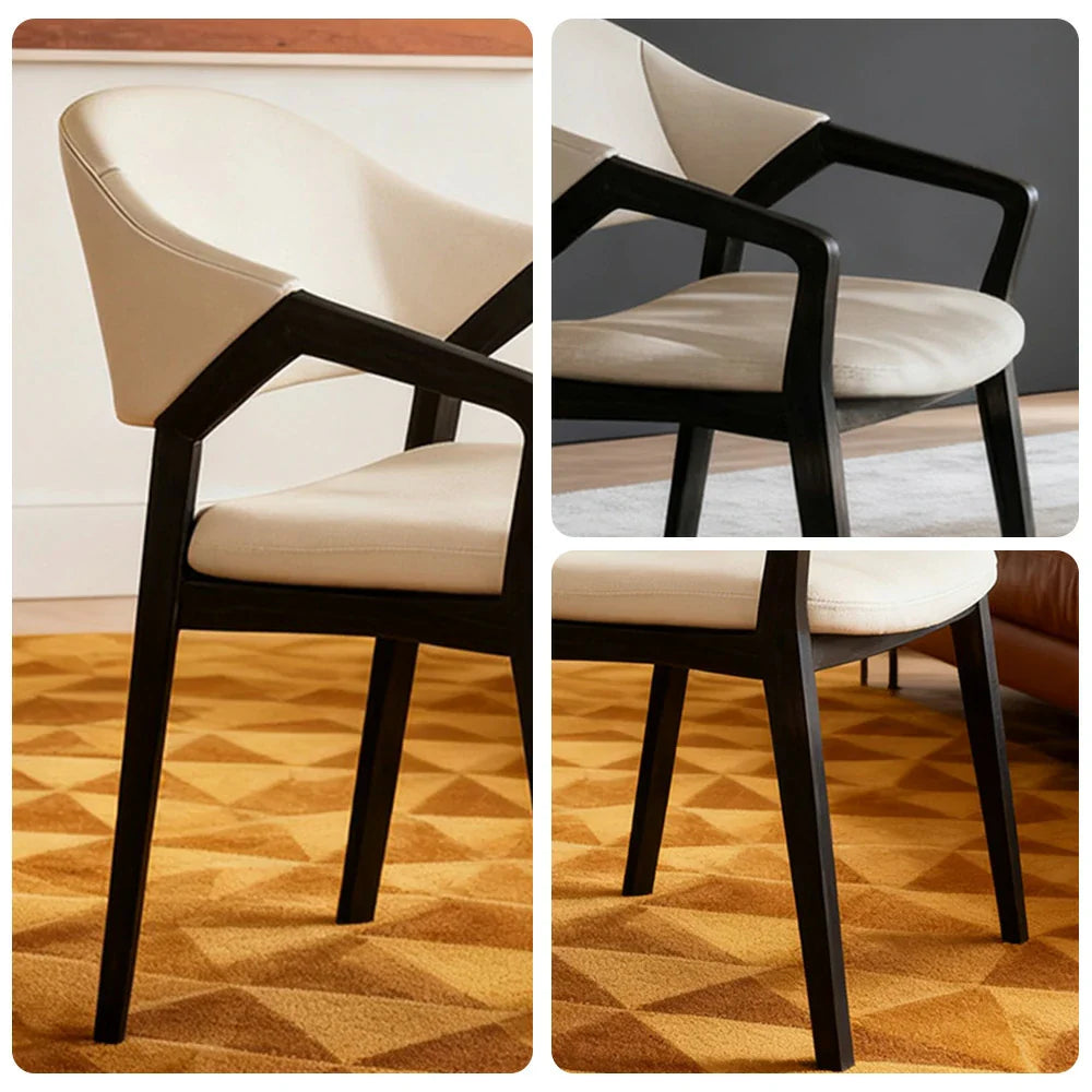 LIVARA Chair - Napa-Grade Tech Leather, High-Resilience Foam Support, Solid Wood Frame, Comfortable Seating - Khaki