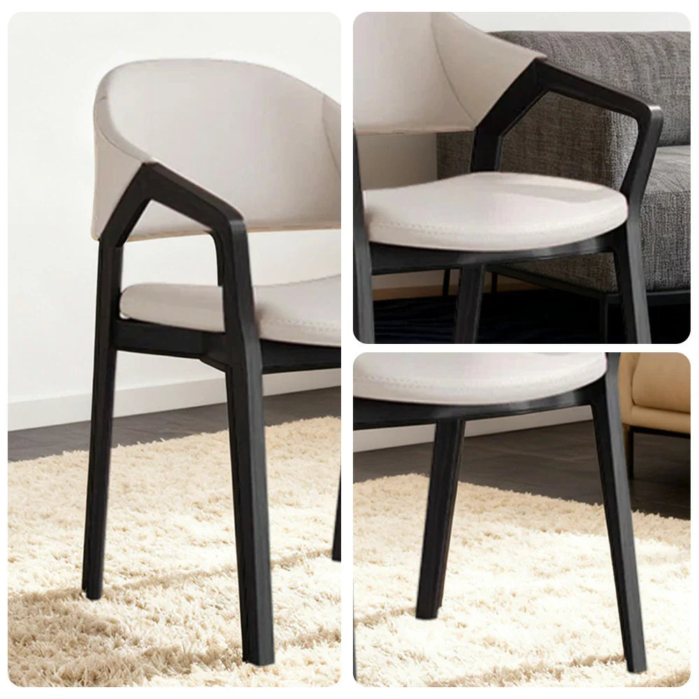 LIVARA Chair - Napa-Grade Tech Leather, High-Resilience Foam Support, Solid Wood Frame, Comfortable Seating - Beige