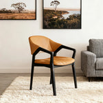 LIVARA Chair - Napa-Grade Tech Leather, High-Resilience Foam Support, Solid Wood Frame, Comfortable Seating - Orange