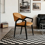 LIVARA Chair - Napa-Grade Tech Leather, High-Resilience Foam Support, Solid Wood Frame, Comfortable Seating - Orange