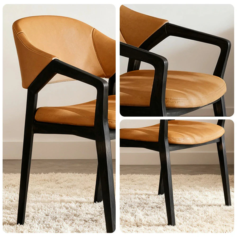 LIVARA Chair - Napa-Grade Tech Leather, High-Resilience Foam Support, Solid Wood Frame, Comfortable Seating - Orange