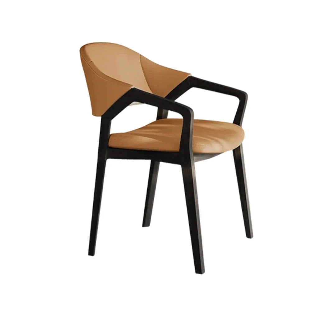 LIVARA Chair - Napa-Grade Tech Leather, High-Resilience Foam Support, Solid Wood Frame, Comfortable Seating - Orange