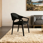 LIVARA Chair - Napa-Grade Tech Leather, High-Resilience Foam Support, Solid Wood Frame, Comfortable Seating - Black
