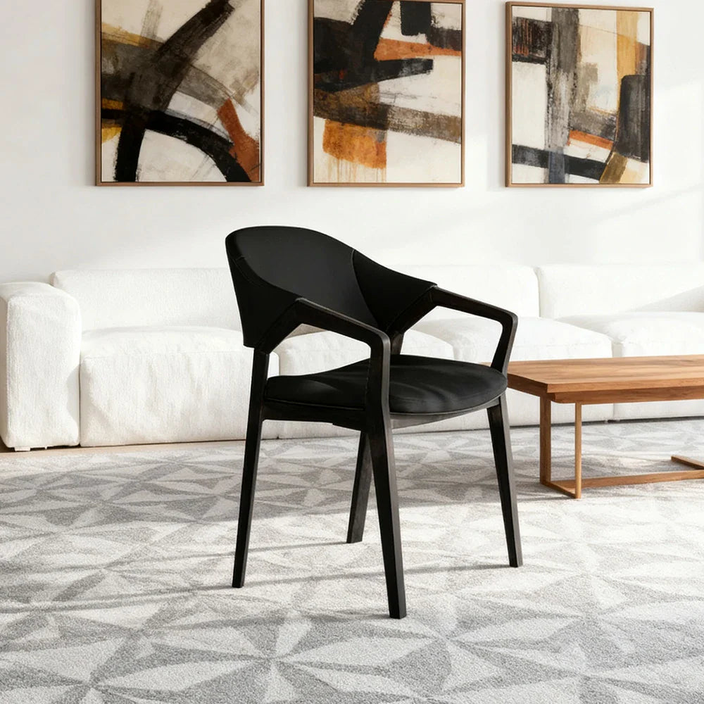 LIVARA Chair - Napa-Grade Tech Leather, High-Resilience Foam Support, Solid Wood Frame, Comfortable Seating - Black