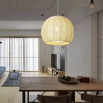 LIVARA 30/36/50cm Included Creative Woven Design Hemp Rope Pendant Light, Handcrafted Round Lampshade with E27 Bulb - Yellow