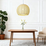 LIVARA 30/36/50cm Included Creative Woven Design Hemp Rope Pendant Light, Handcrafted Round Lampshade with E27 Bulb - Yellow