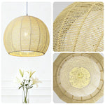 LIVARA 30/36/50cm Included Creative Woven Design Hemp Rope Pendant Light, Handcrafted Round Lampshade with E27 Bulb - Yellow