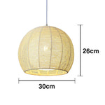 LIVARA 30/36/50cm Included Creative Woven Design Hemp Rope Pendant Light, Handcrafted Round Lampshade with E27 Bulb - Yellow