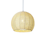 LIVARA 30/36/50cm Included Creative Woven Design Hemp Rope Pendant Light, Handcrafted Round Lampshade with E27 Bulb - Yellow