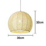LIVARA 30/36/50cm Included Creative Woven Design Hemp Rope Pendant Light, Handcrafted Round Lampshade with E27 Bulb - Yellow