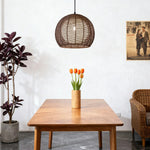 LIVARA 30/36/50cm Included Creative Woven Design Hemp Rope Pendant Light, Handcrafted Round Lampshade with E27 Bulb - Coffee