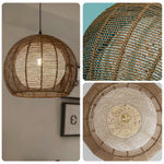 LIVARA 30/36/50cm Included Creative Woven Design Hemp Rope Pendant Light, Handcrafted Round Lampshade with E27 Bulb - Coffee