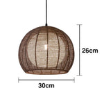 LIVARA 30/36/50cm Included Creative Woven Design Hemp Rope Pendant Light, Handcrafted Round Lampshade with E27 Bulb - Coffee