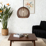 LIVARA 30/36/50cm Included Creative Woven Design Hemp Rope Pendant Light, Handcrafted Round Lampshade with E27 Bulb - Coffee