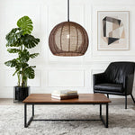 LIVARA 30/36/50cm Included Creative Woven Design Hemp Rope Pendant Light, Handcrafted Round Lampshade with E27 Bulb - Coffee