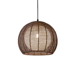 LIVARA 30/36/50cm Included Creative Woven Design Hemp Rope Pendant Light, Handcrafted Round Lampshade with E27 Bulb - Coffee