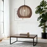 LIVARA 30/36/50cm Included Creative Woven Design Hemp Rope Pendant Light, Handcrafted Round Lampshade with E27 Bulb - Coffee