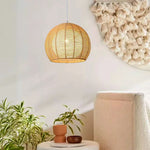 LIVARA 30/36/50cm Included Creative Woven Design Hemp Rope Pendant Light, Handcrafted Round Lampshade with E27 Bulb Included Creative Woven Desig - Beige