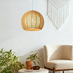 LIVARA 30/36/50cm Included Creative Woven Design Hemp Rope Pendant Light, Handcrafted Round Lampshade with E27 Bulb Included Creative Woven Desig - Beige