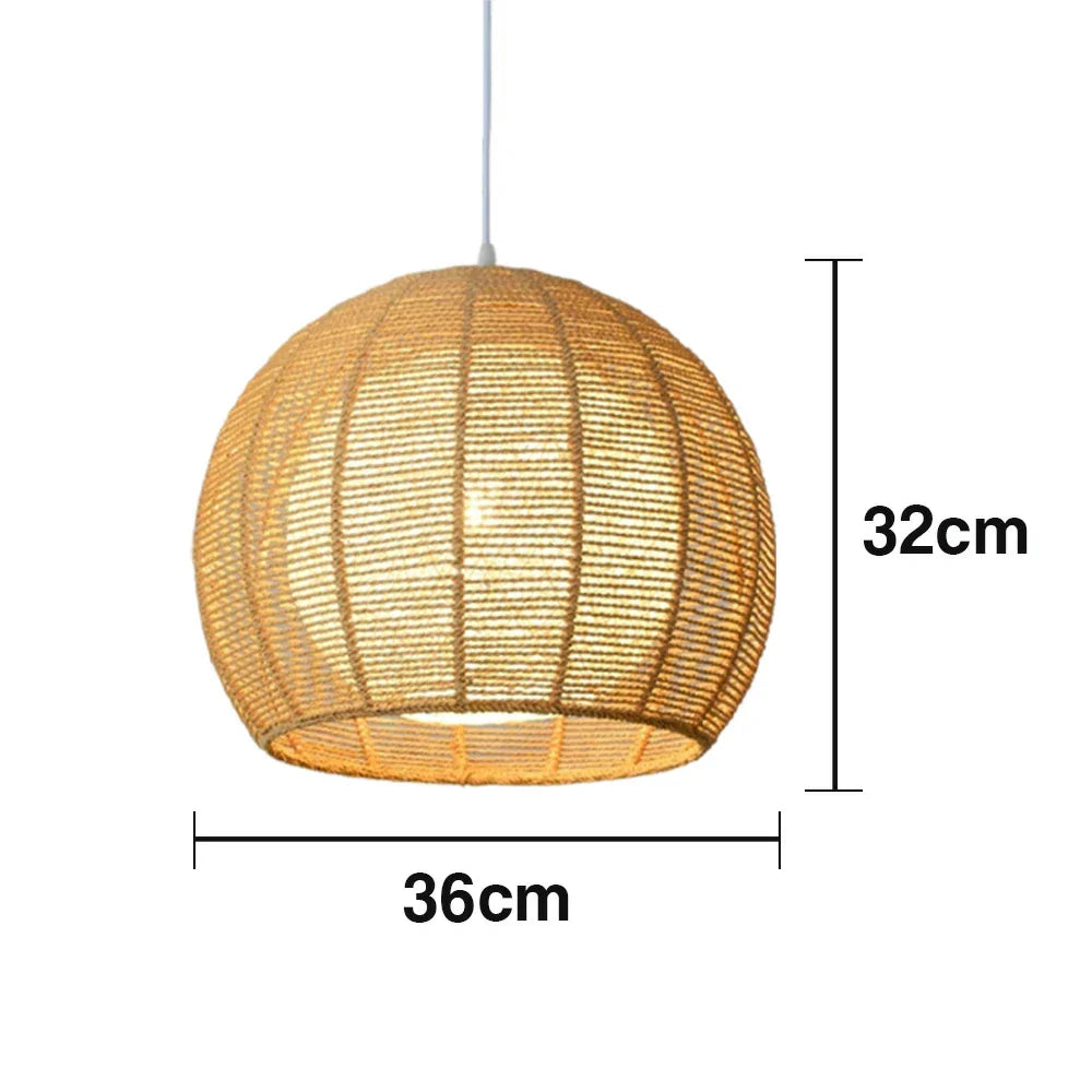 LIVARA 30/36/50cm Included Creative Woven Design Hemp Rope Pendant Light, Handcrafted Round Lampshade with E27 Bulb Included Creative Woven Desig - Beige