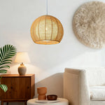 LIVARA 30/36/50cm Included Creative Woven Design Hemp Rope Pendant Light, Handcrafted Round Lampshade with E27 Bulb Included Creative Woven Desig - Beige