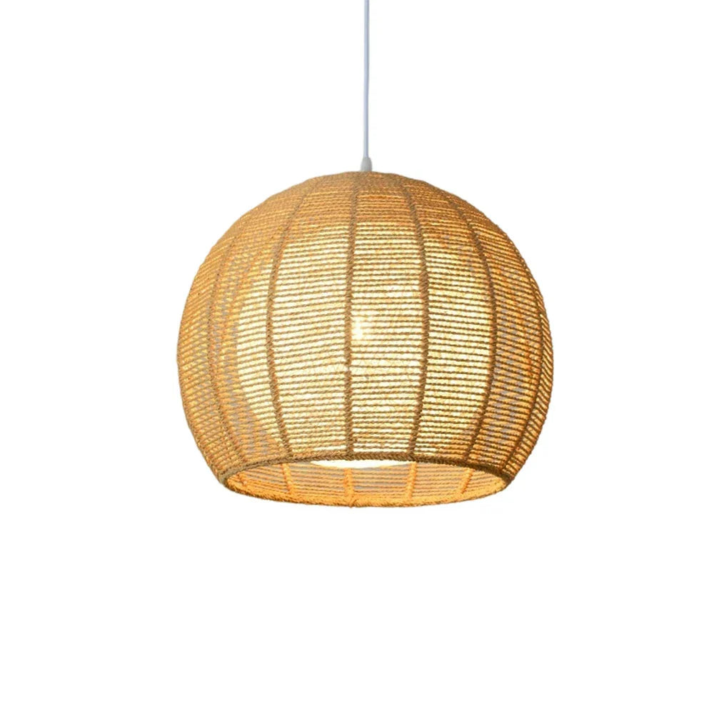 LIVARA 30/36/50cm Included Creative Woven Design Hemp Rope Pendant Light, Handcrafted Round Lampshade with E27 Bulb Included Creative Woven Desig - Beige