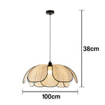 LIVARA 50/80/100cm Handcrafted Eco-Friendly Ceiling Light Petal Pendant Light, Natural Plant Fiber Lampshade with E27 LED Bulb Included - Beige