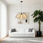 LIVARA 50/80/100cm Handcrafted Eco-Friendly Ceiling Light Petal Pendant Light, Natural Plant Fiber Lampshade with E27 LED Bulb Included - Beige