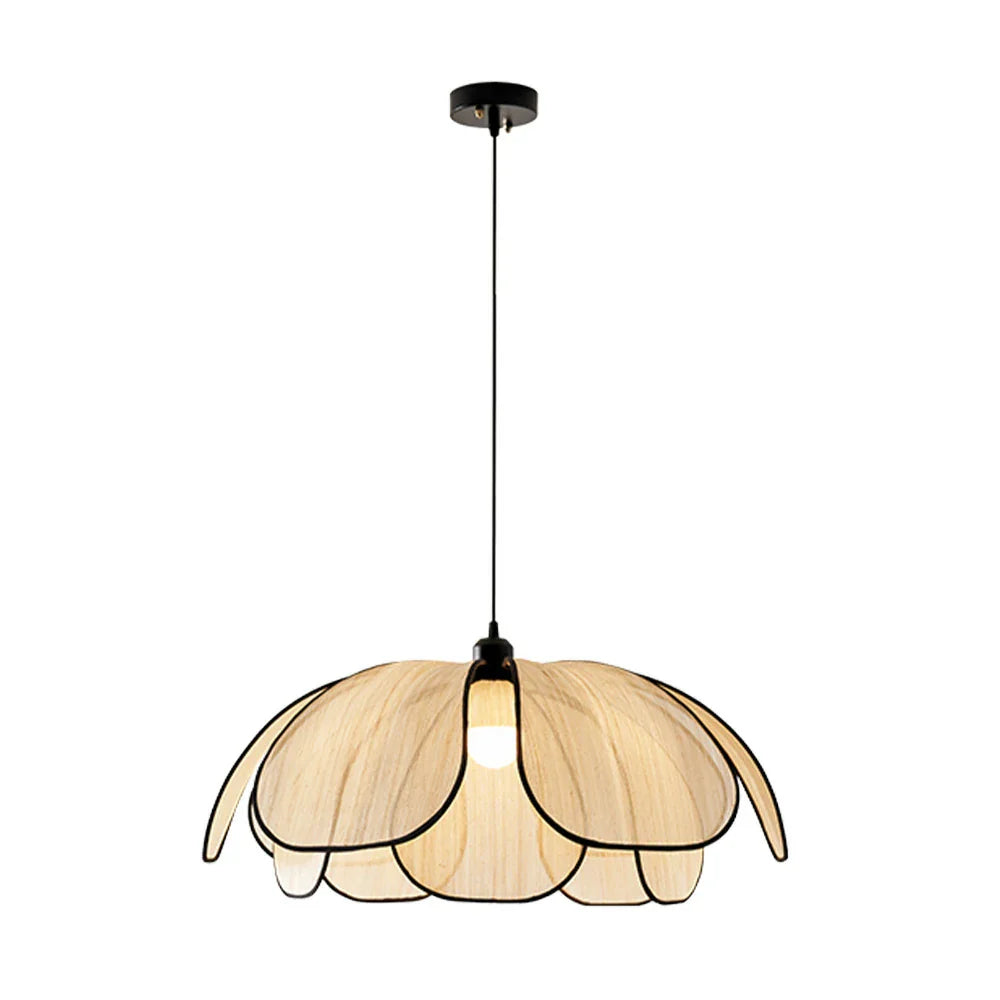 LIVARA 50/80/100cm Handcrafted Eco-Friendly Ceiling Light Petal Pendant Light, Natural Plant Fiber Lampshade with E27 LED Bulb Included - Beige