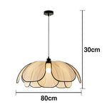 LIVARA 50/80/100cm Handcrafted Eco-Friendly Ceiling Light Petal Pendant Light, Natural Plant Fiber Lampshade with E27 LED Bulb Included - Beige