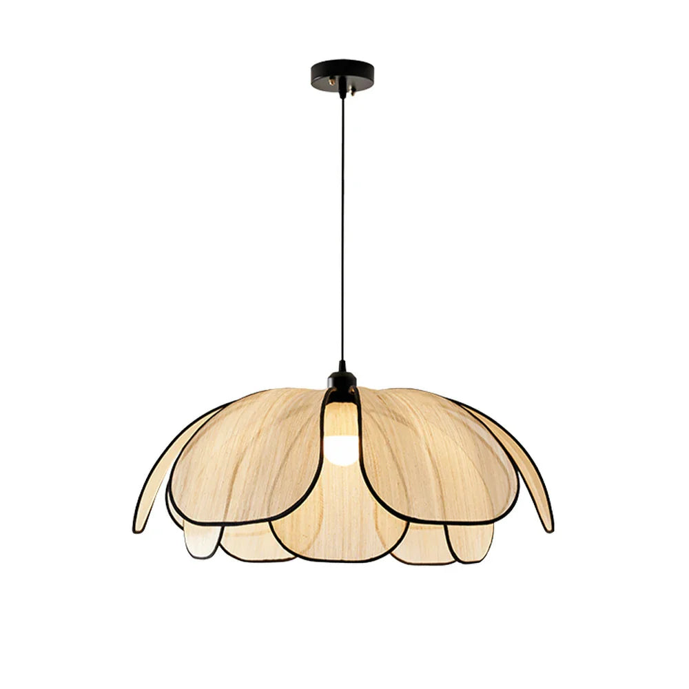 LIVARA 50/80/100cm Handcrafted Eco-Friendly Ceiling Light Petal Pendant Light, Natural Plant Fiber Lampshade with E27 LED Bulb Included - Beige