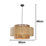 LIVARA 40/60/80cm Natural Woven Ceiling Light Hemp Rope & Rattan Pendant Light, Double-Layer Handwoven Lampshade with E27 LED Bulb Included - Beige