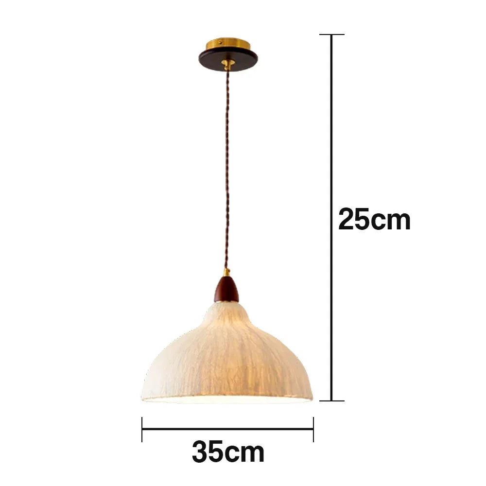 LIVARA 25/35cm Handmade Rice Paper Pendant Light Eco-Friendly Japanese Wabi-Sabi Style Ceiling Lamp Natural Wood Holder with E27 LED Bulb Included - Beige