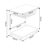 LIVARA 60cm Plated Pocket, Bedside Coffee Multi-Tier Computer Top, Side Metal Desk Lockable - with Grain Table, Storage, Wood Base C-Shaped Wheels Brown