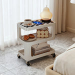LIVARA Three‑Tier Sintered Stone Coffee Table with Lockable Steel Wheels, Matte Frame, Side Storage White