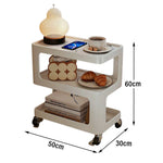 LIVARA Three‑Tier Sintered Stone Coffee Table with Lockable Steel Wheels, Matte Frame, Side Storage White