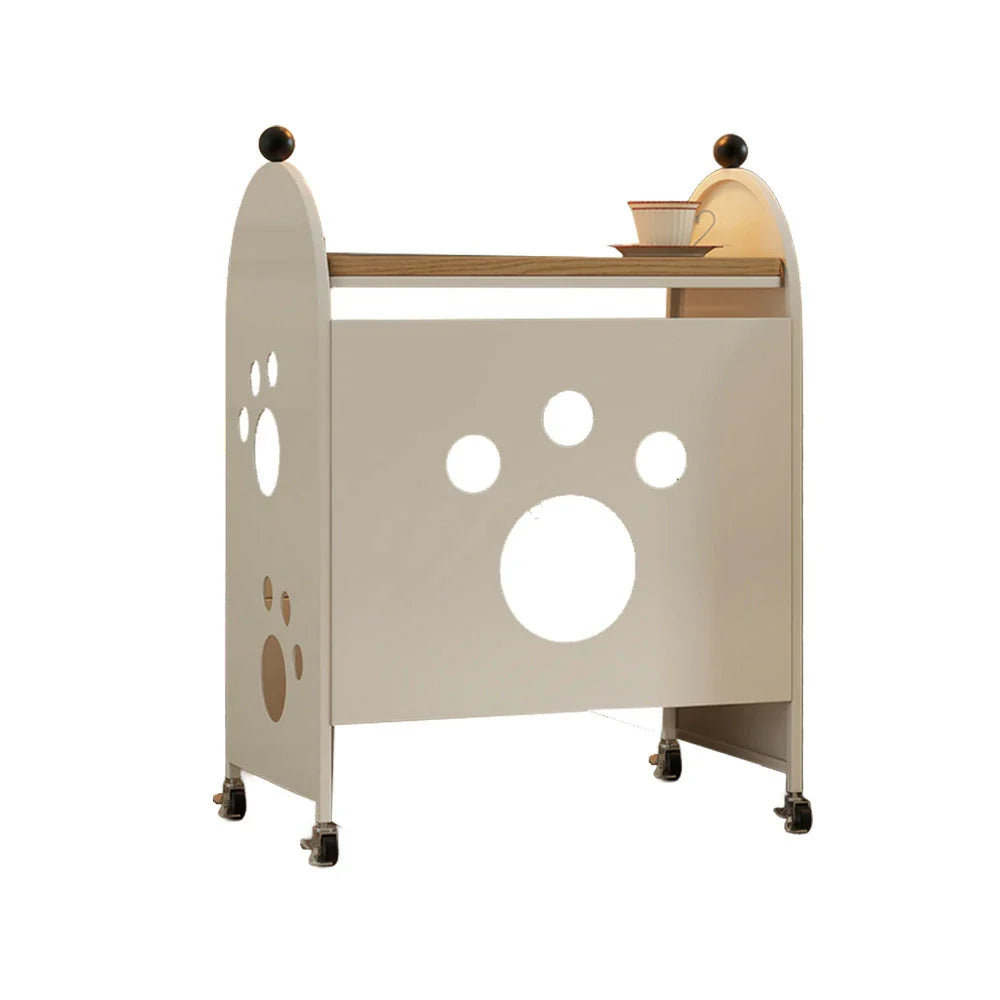 LIVARA Storage - Space-Saving - Partition Casters Durable Top, Lockable Wood Solid Robot Design, Compatible Base, Vacuum with Rack White