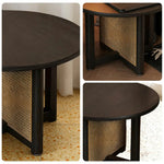 LIVARA Coffee - Rattan Legs with Corners, Table Reinforced Rounded Wood Handwoven Panels, Solid Frame, Storage, Black